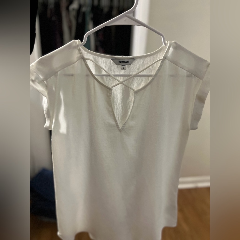 Express Women's White Short Sleeve Top